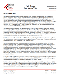 CV for Neil Broom Expert Witness in Computer Forensics Investigations in Toledo